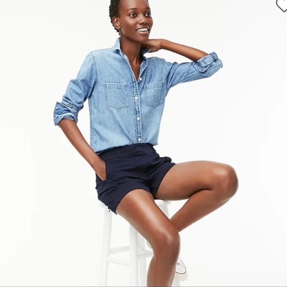 J. Crew Navy Blue Chino Broken-in Shorts 100% Cotton - Size 2